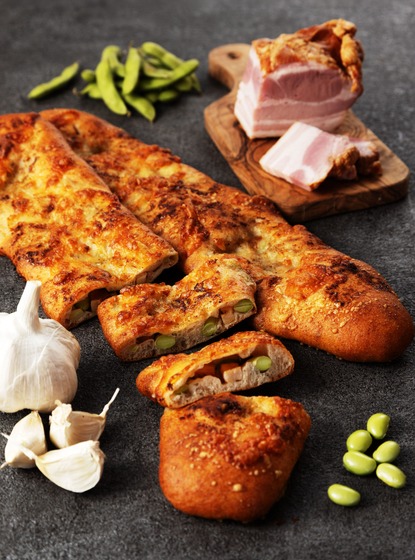 全粒粉を使った枝豆のぺったんこパン