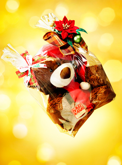 サンタリュックテディ（テディベアキーホルダー入り）