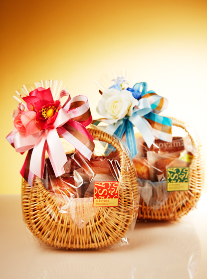 ルナ&チェックバスケット（ピンク・ブルー）