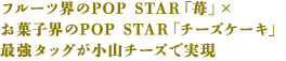 フルーツ界のPOP STAR「苺」×お菓子界のPOP STAR「チーズケーキ」最強タッグが小山チーズで実現