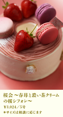 桜会～春苺と濃い茶クリームの桜シフォン～