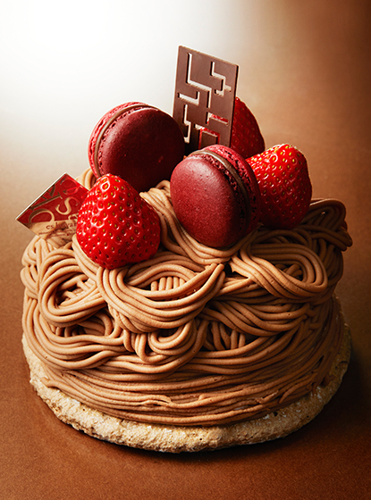 ▼コメ必須▼食品サンプル ケーキ スイーツ セット ムース モンブラン チョコ チョコレートのモンブラン～苺＆ピスタチオ～