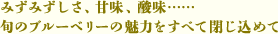 みずみずしさ、甘味、酸味……旬のブルーベリーの魅力をすべて閉じ込めて