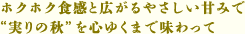 ホクホク食感と広がるやさしい甘みで“実りの秋”を心ゆくまで味わって