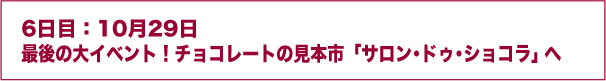 6日目:10月29日最後の大イベント!チョコレートの見本市「サロン・ドゥ・ショコラ」へ