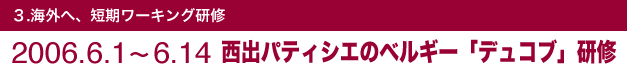 ３.海外へ、短期ワーキング研修2006.6.1～6.14西出パティシエのベルギー「デュコブ」研修＜前編＞